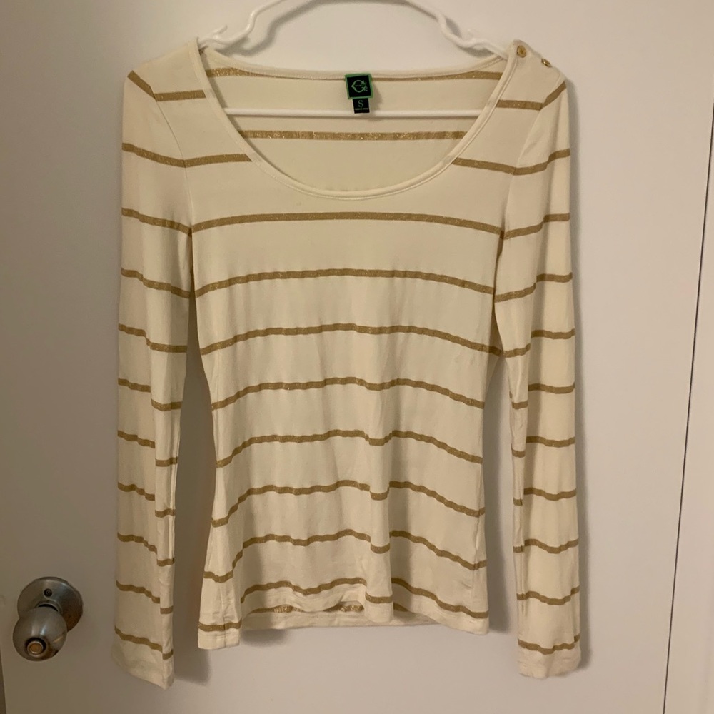 C. Wonder Gold and Beige Striped Shirt
